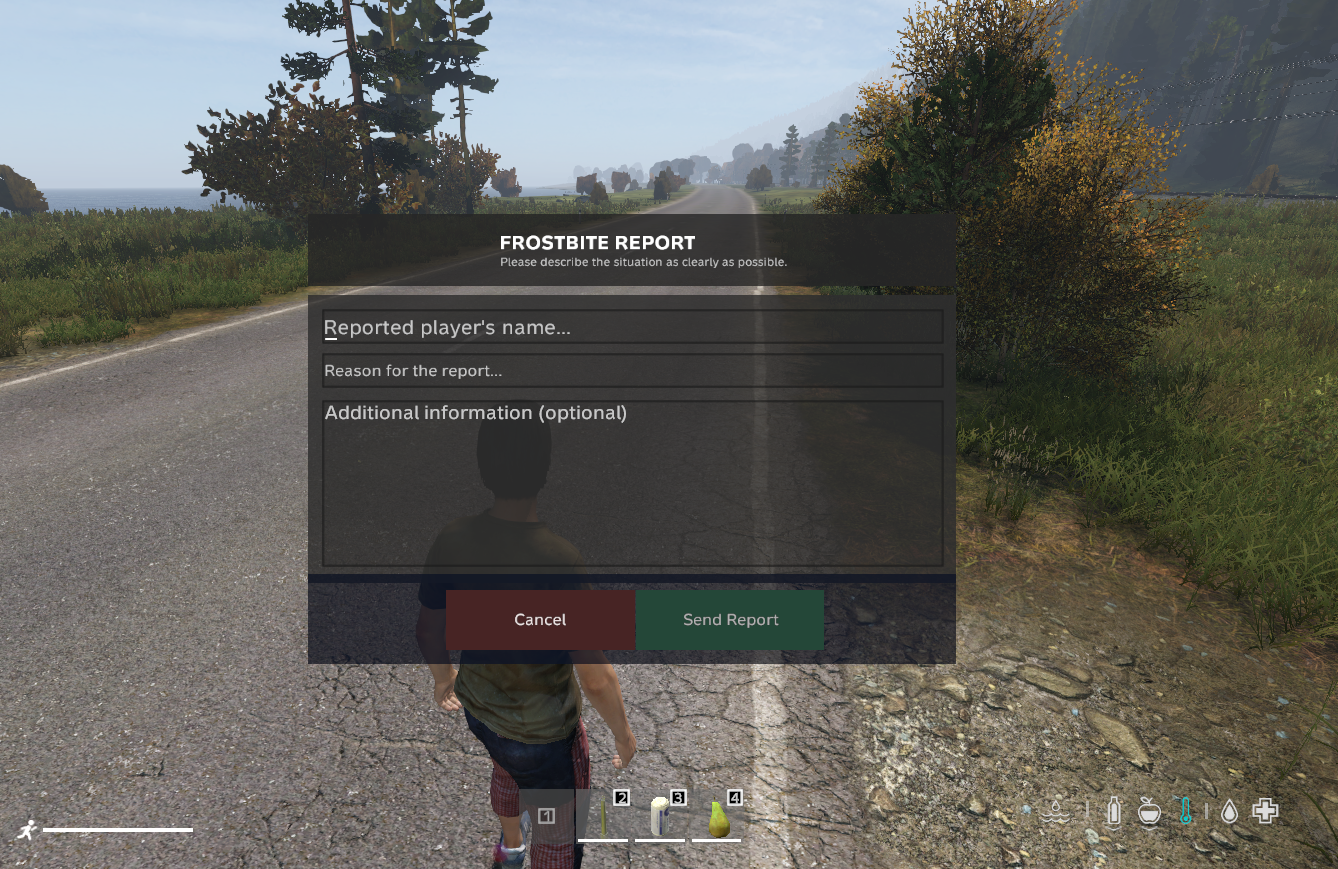 Frostbite report mod interface