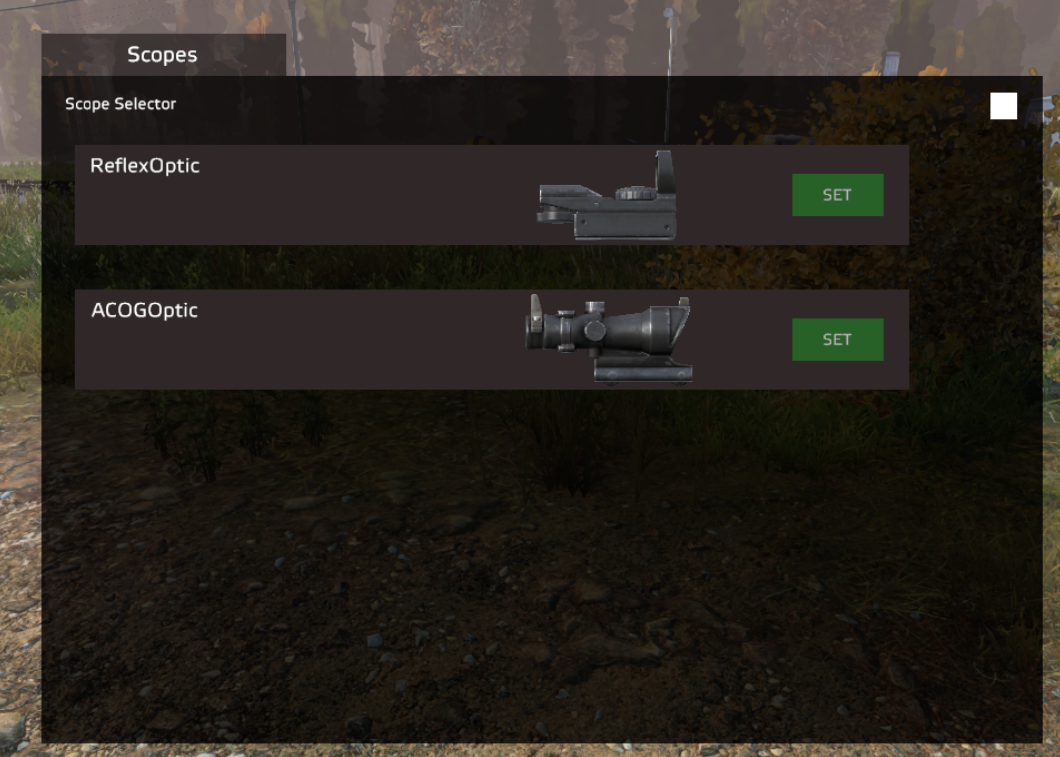 Scope selector mod UI